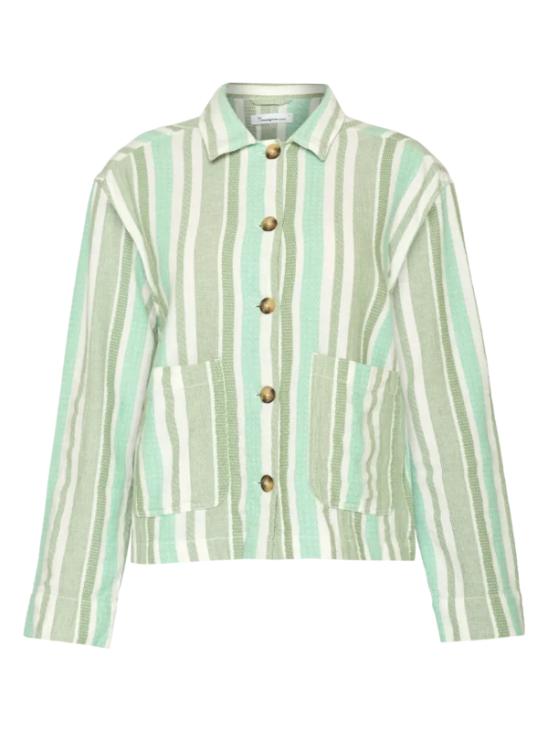 2190021-8023-5 KnowledgeCotton Apparel Stribet Skjorte (Grøn/Hvid) – Dame | Skjorte