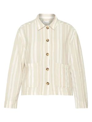 2190021-8030-5 KnowledgeCotton Apparel Stribet Skjorte (Beige/Hvid) – Dame | Skjorte