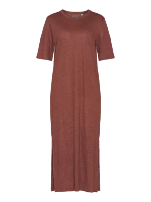 2200012-1441-5 KnowledgeCotton Apparel Kortærmet Kjole (Brun) – Dame | Kjole