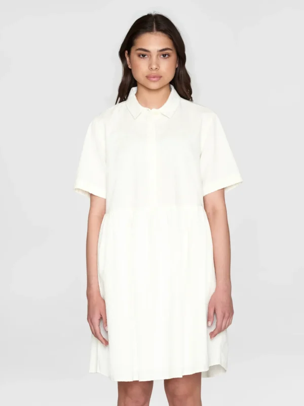 2200019-1387-2 KnowledgeCotton Apparel Kortærmet Kjole (Cremehvid) – Dame | Kjole