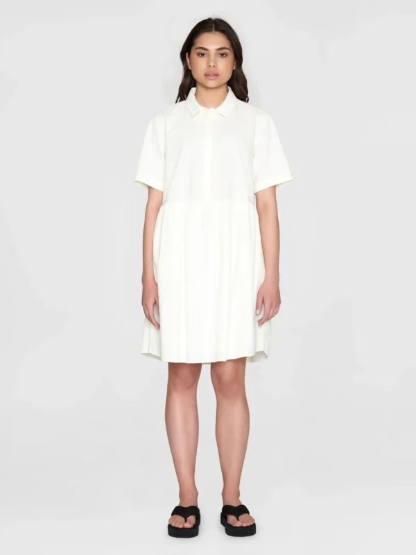 2200019-1387-4 KnowledgeCotton Apparel Kortærmet Kjole (Cremehvid) – Dame | Kjole