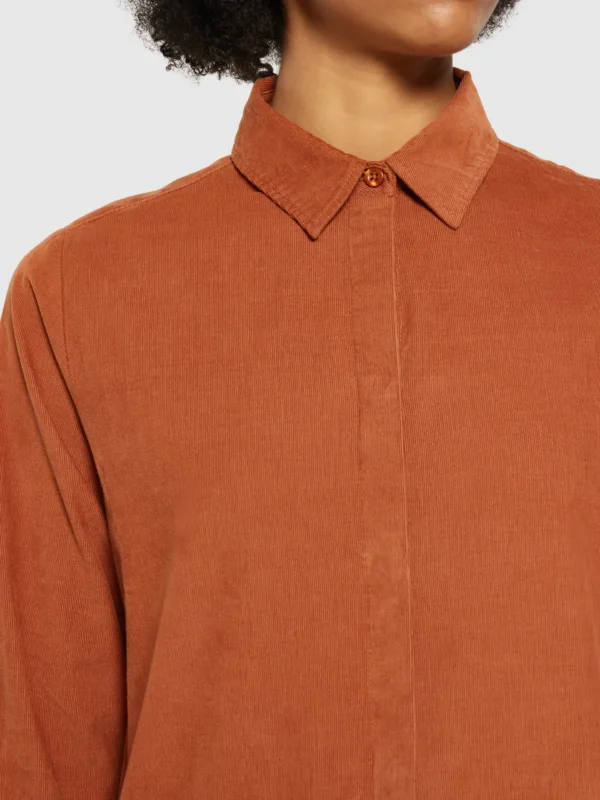 2200035-1426-1 KnowledgeCotton Apparel Mocha Skjortekjole (Brun) – Dame | Skjorte