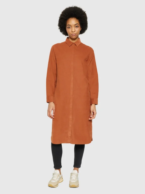 2200035-1426-4 KnowledgeCotton Apparel Mocha Skjortekjole (Brun) – Dame | Skjorte