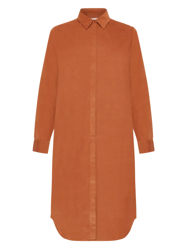 2200035-1426-5 KnowledgeCotton Apparel Mocha Skjortekjole (Brun) – Dame | Skjorte