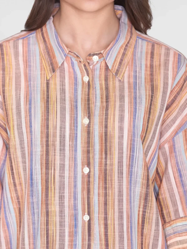 2200048-8032-1 KnowledgeCotton Apparel Stribet Skjortekjole (Multifarvet) – Dame | Kjole