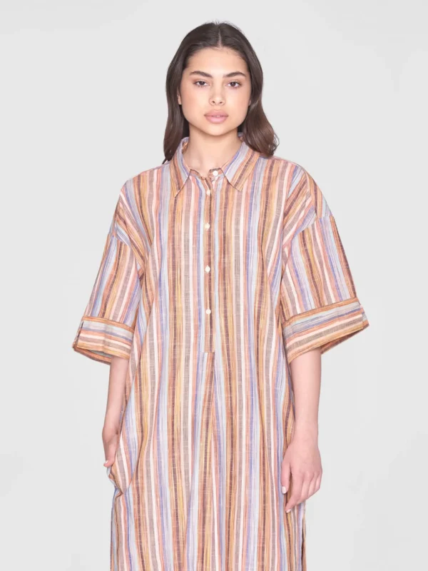 2200048-8032-2 KnowledgeCotton Apparel Stribet Skjortekjole (Multifarvet) – Dame | Kjole