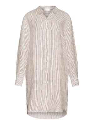 2200050-8026-5 KnowledgeCotton Apparel Stribet Kjoleskjorte (Brun/Hvid) – Dame | Kjole