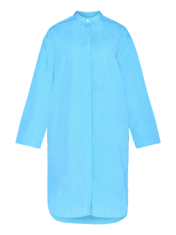 2200051-1445-5 KnowledgeCotton Apparel Langærmet Skjortekjole (Turkis) – Dame | Kjole