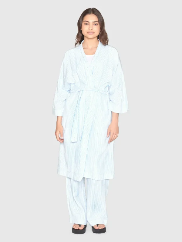 2250004-8021-4 KnowledgeCotton Apparel Stribet Kimono (Blå) – Dame | Kjole