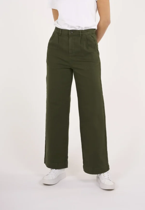 KnowledgeCotton Apparel Posey Loose Chinos (Grøn) – Dame | Bukser