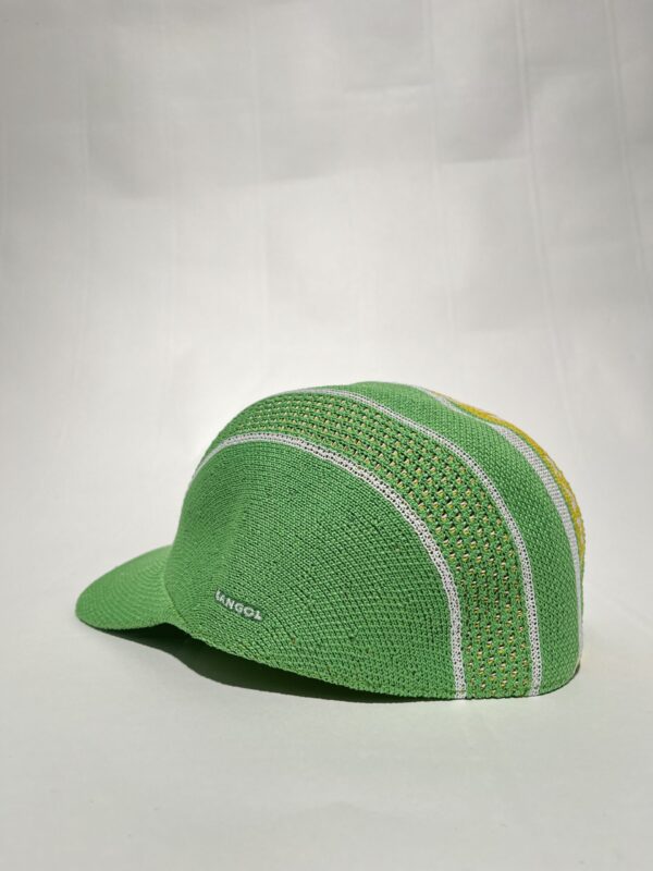 IMG_0489 Kangol Tropic Game Stripe Spacecap – Unisex | Strik cap i grøn m. gule striper | Hat