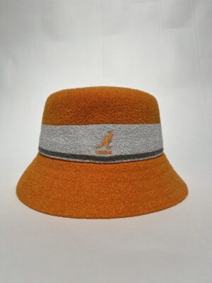 IMG_0561 Kangol Bermuda Stripe Bucket – Unisex | Orange og hvid | Hat