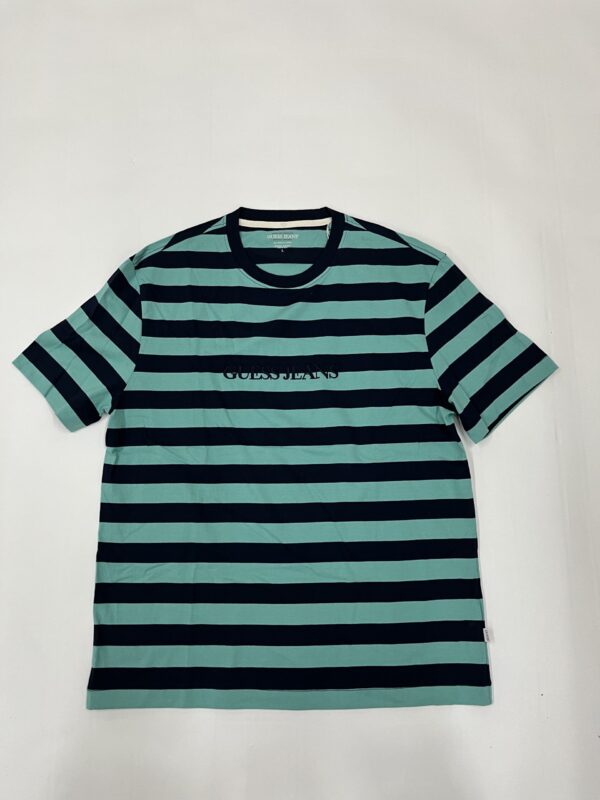 IMG_0653 Guess Jeans Stribet T-shirt (Navy/Grøn) – Herre | T-shirt