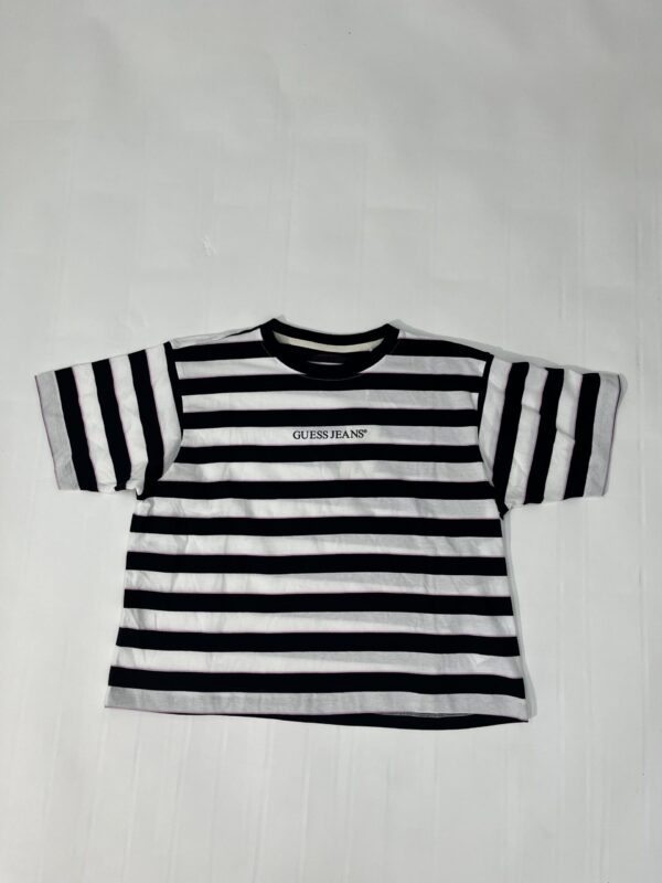 Guess Jeans Stribet T-shirt (Hvid/Navy/Lyserød) – Dame | T-shirt