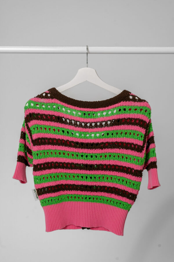 SS22ATB737W (1) Andersson Bell Choi Jewel Buttons Stripe Cardigan - Dame