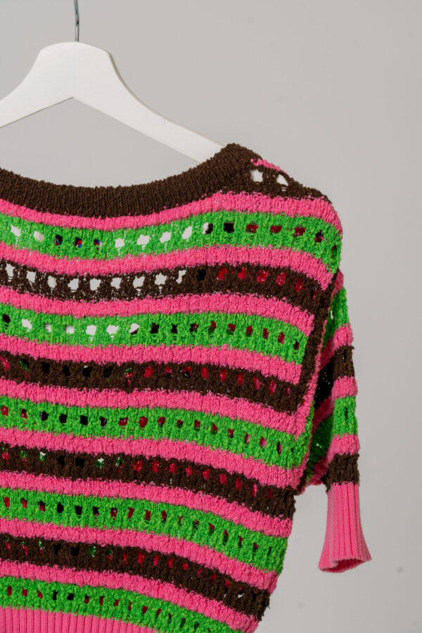 SS22ATB737W (2) Andersson Bell Choi Jewel Buttons Stripe Cardigan - Dame